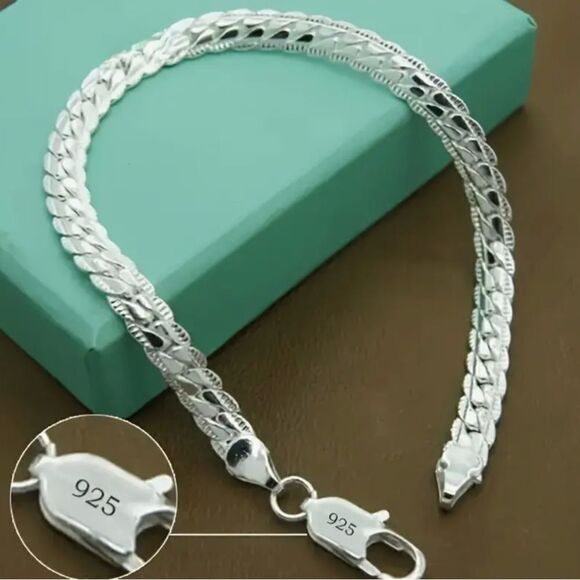 🩶 NEW 925 silver flat rope sparkling bracelet 🩶 - Picture 2 of 7